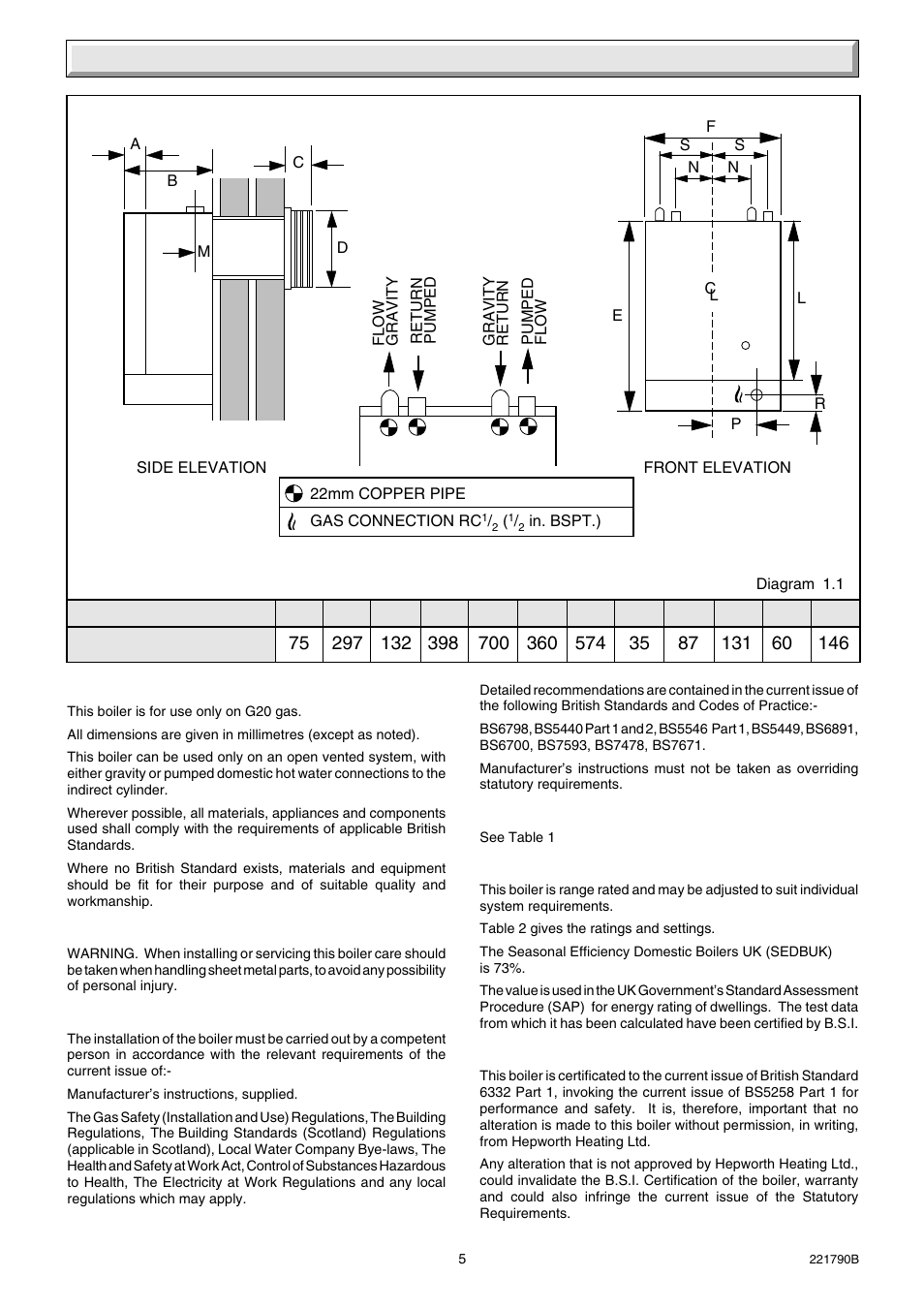 1 general data | Glow-worm Ultimate 50BF User Manual | Page 5 / 28