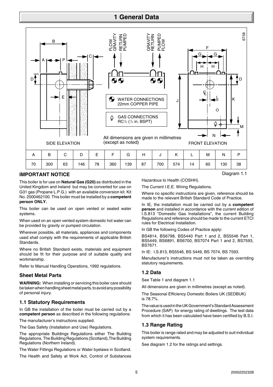 1 general data | Glow-worm Ultimate 50FF User Manual | Page 5 / 40
