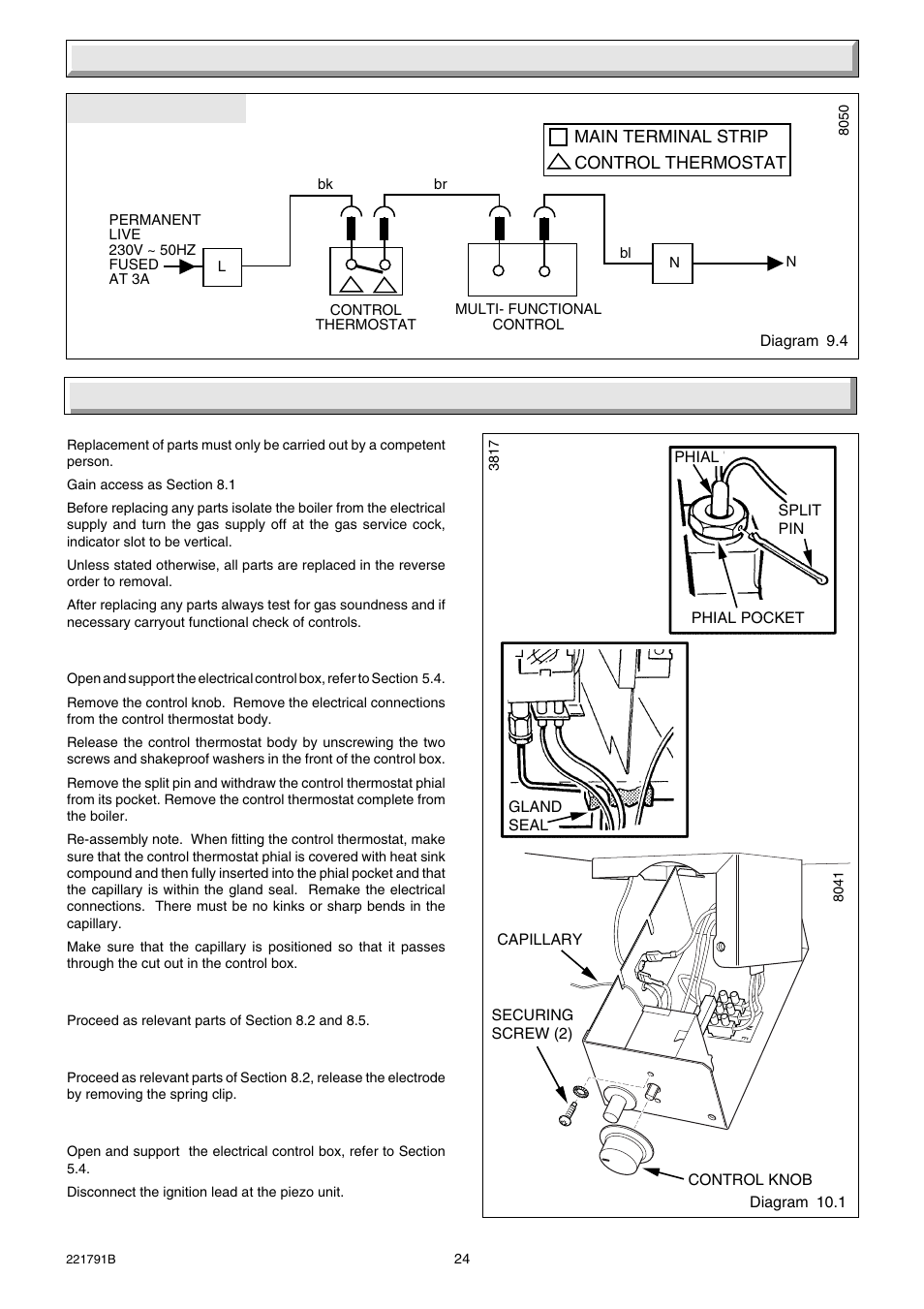 9 fault finding, 10 replacement of parts | Glow-worm Ultimate 60BF User Manual | Page 24 / 28