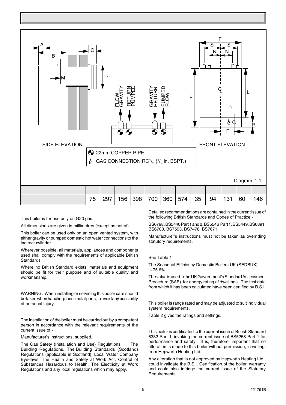 1 general data | Glow-worm Ultimate 60BF User Manual | Page 5 / 28