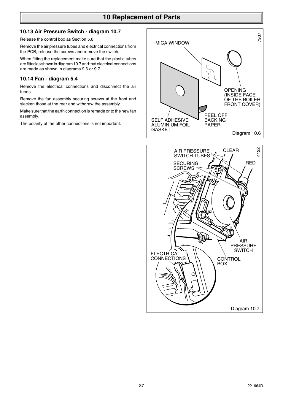 10 replacement of parts | Glow-worm Ultimate 60FF User Manual | Page 37 / 40