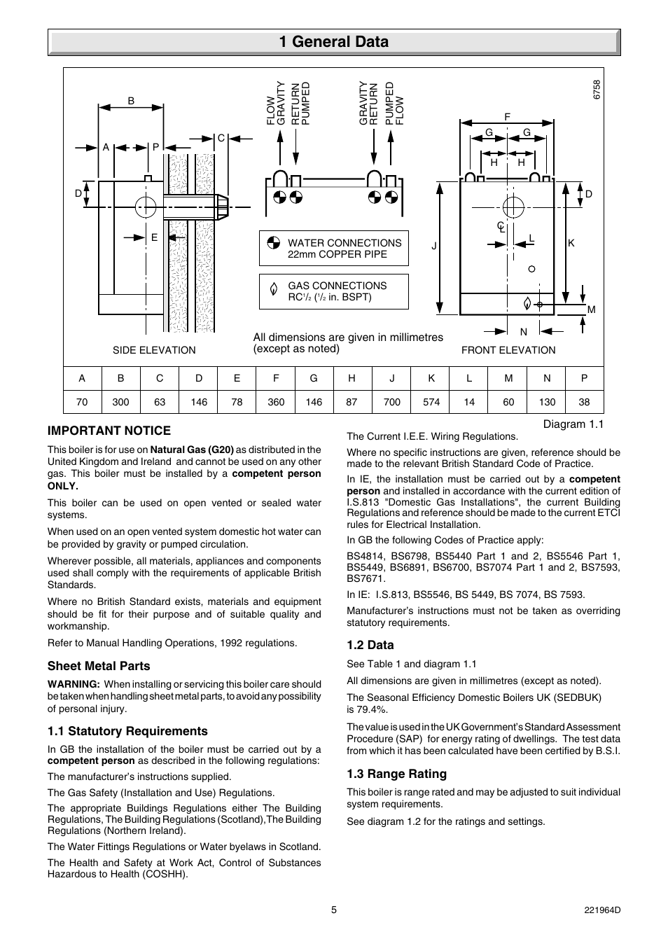 1 general data | Glow-worm Ultimate 60FF User Manual | Page 5 / 40