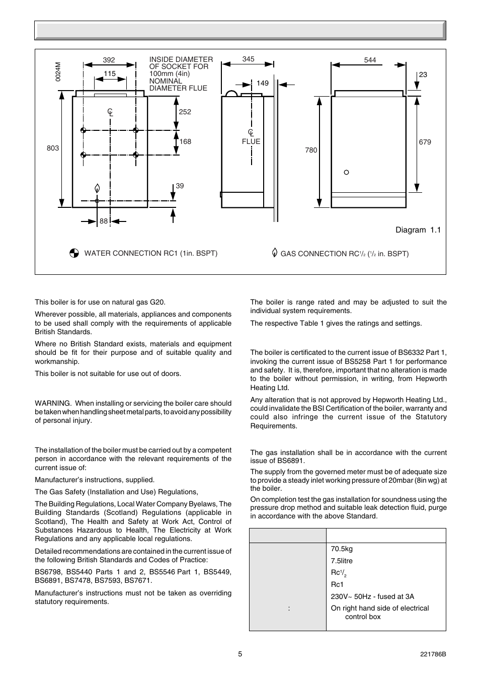 1 general data | Glow-worm Ultimate 60CF User Manual | Page 5 / 20
