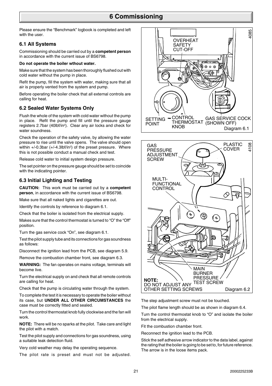 6 commissioning | Glow-worm Ultimate 80FF User Manual | Page 21 / 36