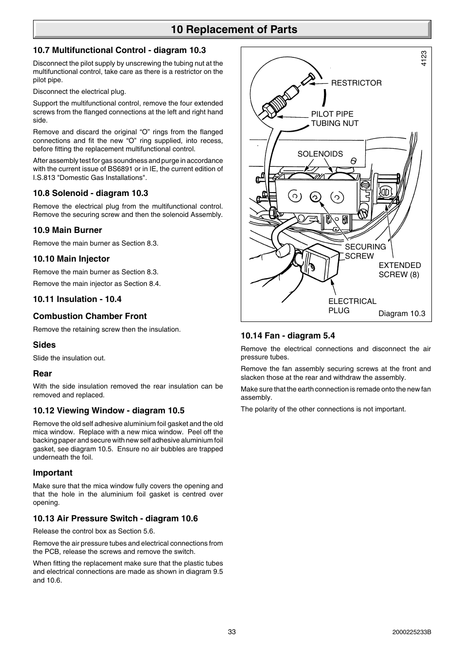 10 replacement of parts | Glow-worm Ultimate 80FF User Manual | Page 33 / 36
