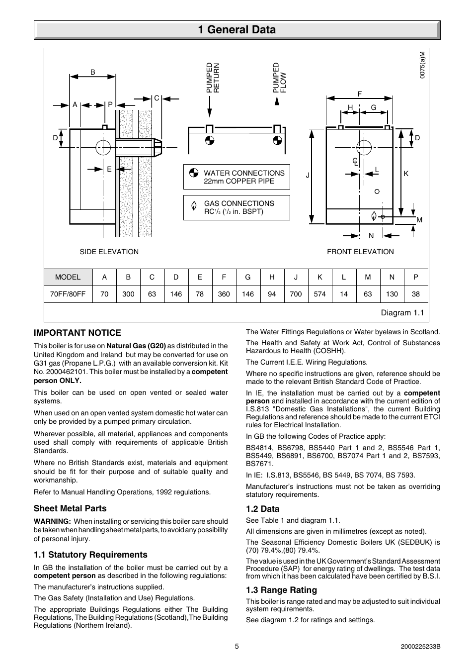 1 general data | Glow-worm Ultimate 80FF User Manual | Page 5 / 36