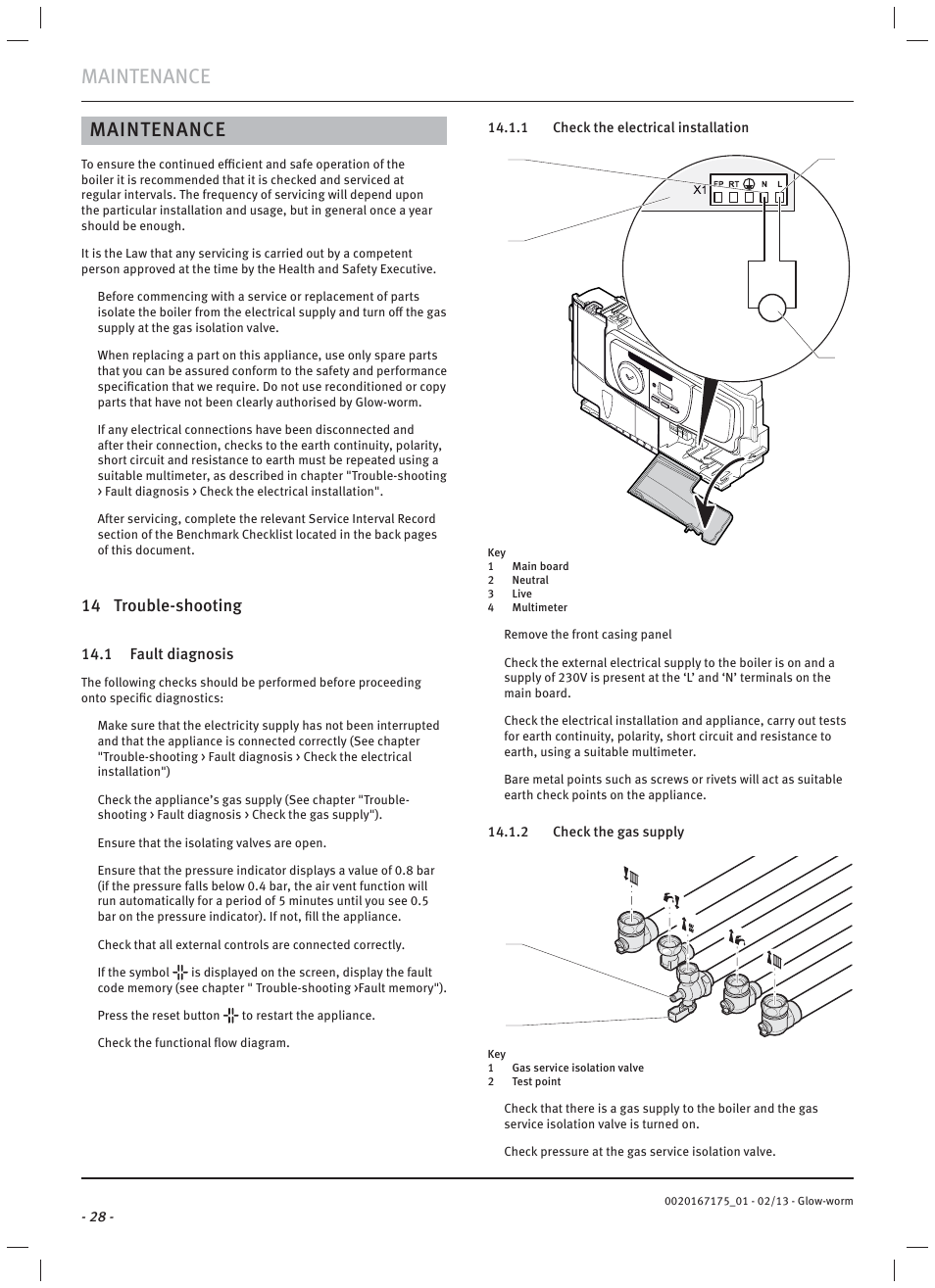 Maintenance, 14 trouble-shooting | Glow-worm Ultimate c User Manual | Page 30 / 56