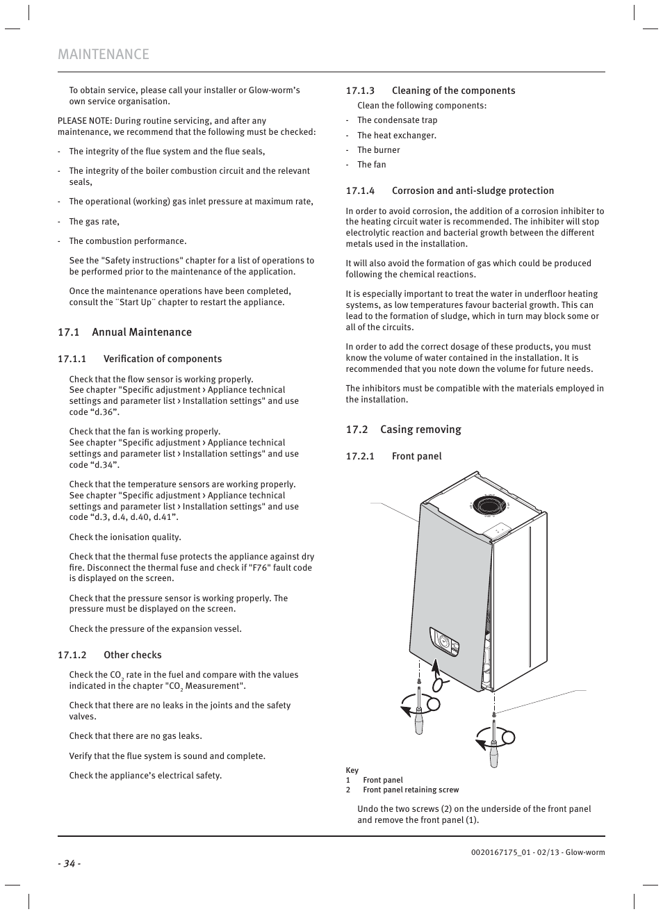 Maintenance | Glow-worm Ultimate c User Manual | Page 36 / 56