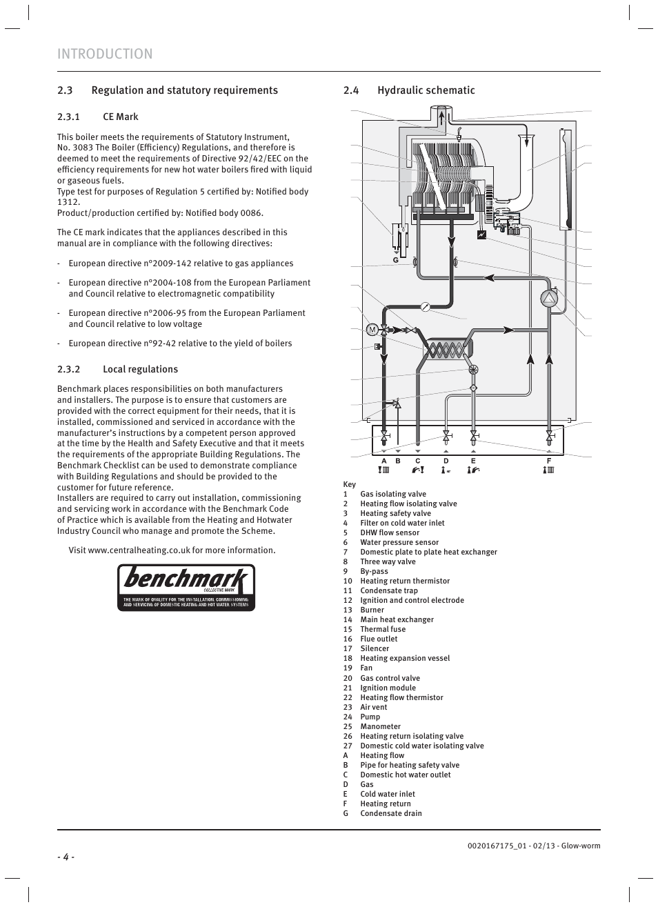 Introduction, 3 regulation and statutory requirements, 4 hydraulic schematic | Glow-worm Ultimate c User Manual | Page 6 / 56
