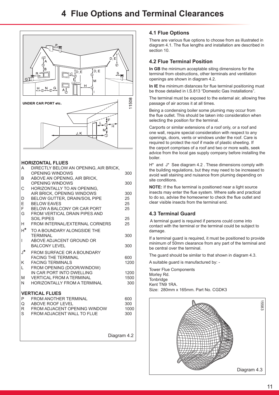 4 flue options and terminal clearances | Glow-worm Ultracom cx User Manual | Page 11 / 68