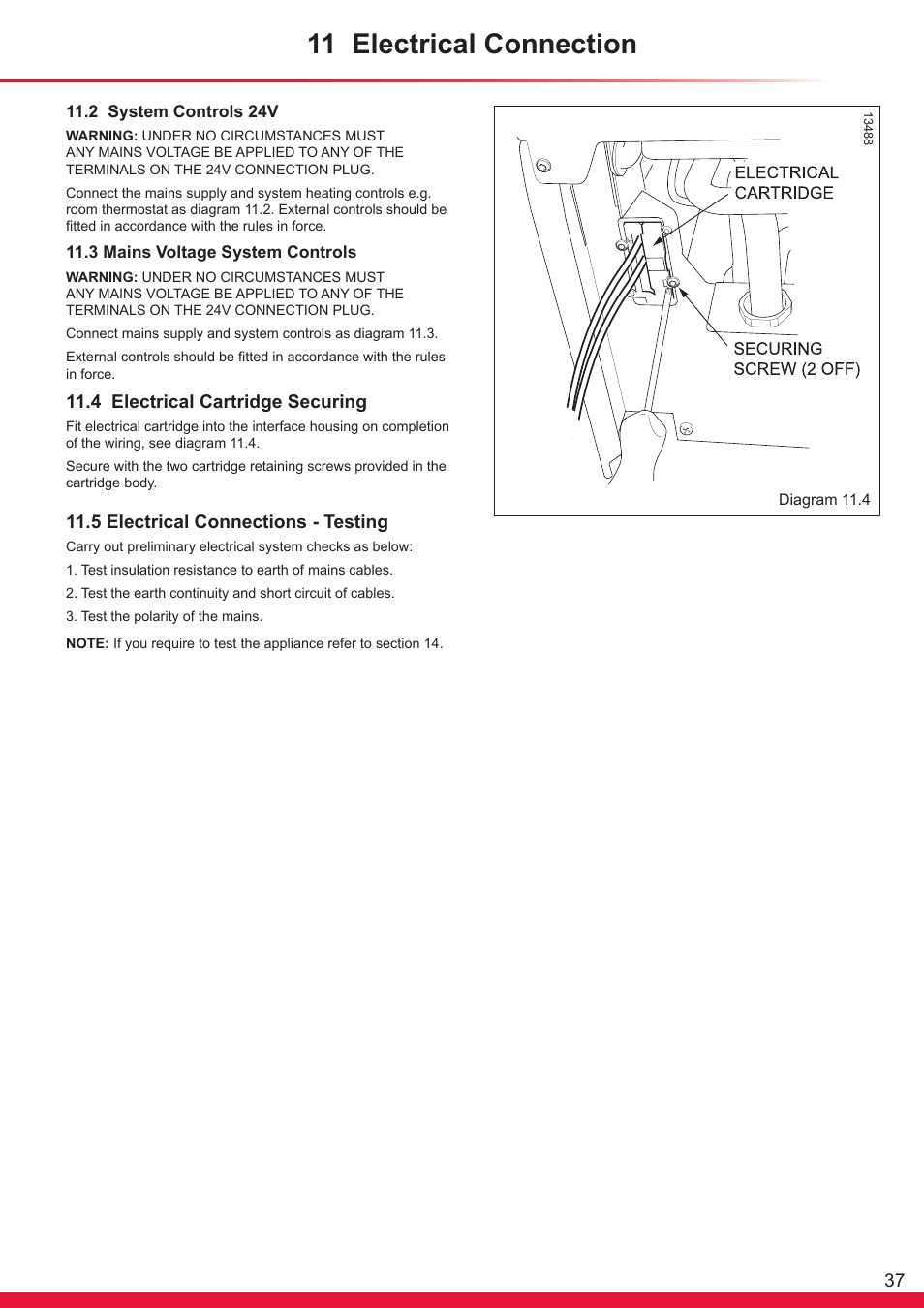 11 electrical connection | Glow-worm Ultracom cx User Manual | Page 37 / 68