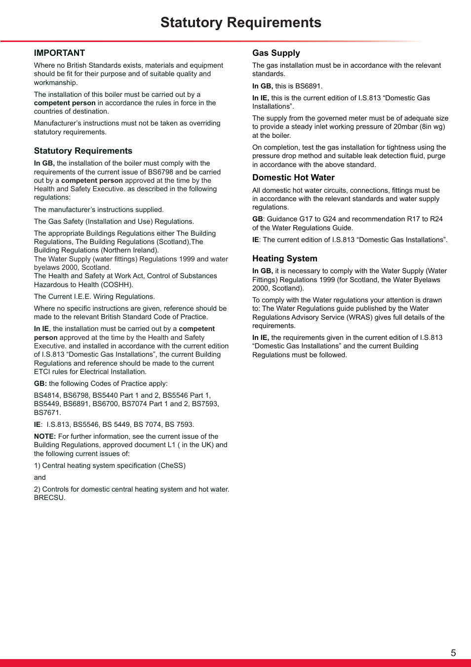 Statutory requirements | Glow-worm Ultracom cx User Manual | Page 5 / 68