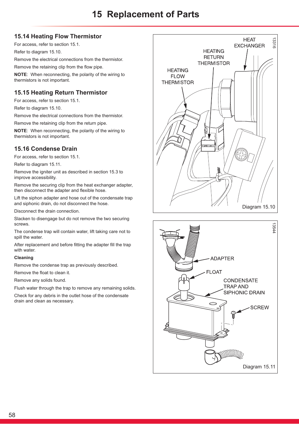 15 replacement of parts | Glow-worm Ultracom cx User Manual | Page 58 / 68