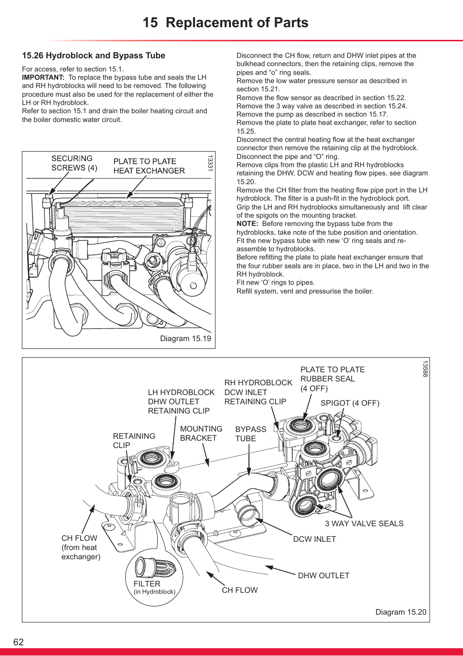 15 replacement of parts | Glow-worm Ultracom cxi User Manual | Page 62 / 68