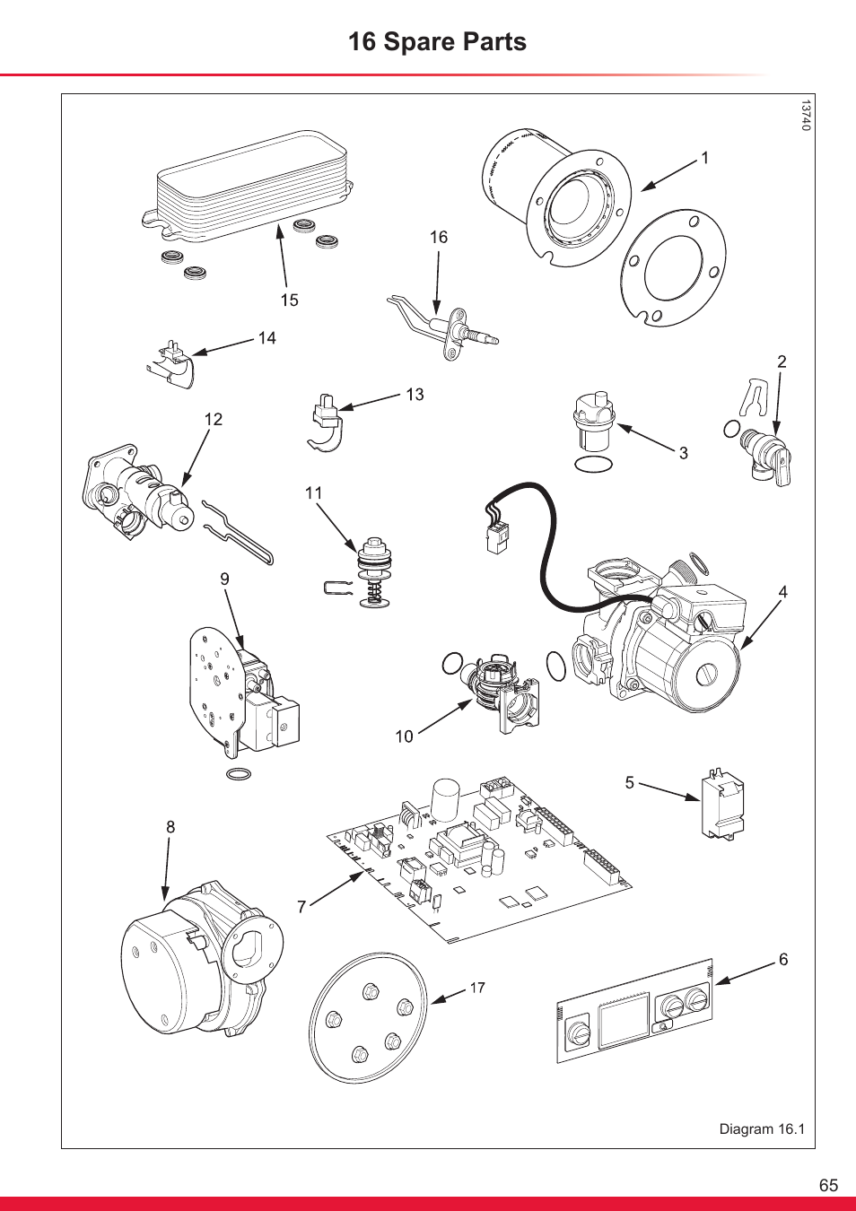 16 spare parts | Glow-worm Ultracom cxi User Manual | Page 65 / 68