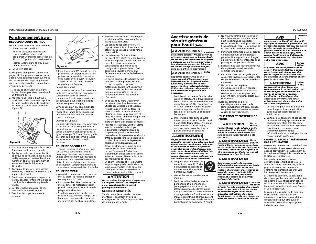 0i ii iii, Avertissements de sécurité généraux pour l’outil | Campbell Hausfeld DG460500CK User Manual | Page 11 / 12