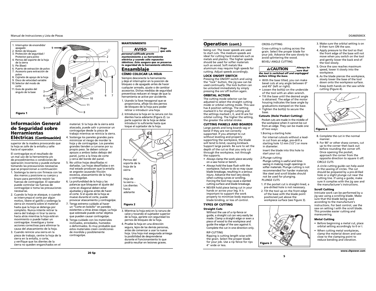 0i ii iii, Operation, Ensamblaje | Campbell Hausfeld DG460500CK User Manual | Page 5 / 12