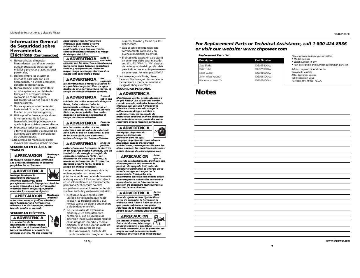 Campbell Hausfeld DG460500CK User Manual | Page 7 / 12