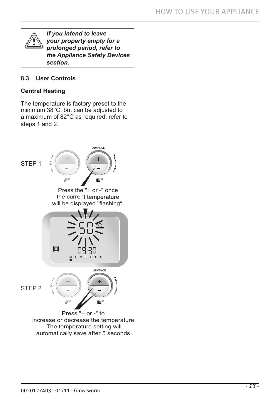 How to use your appliance | Glow-worm Ultracom hxi User Manual | Page 13 / 20