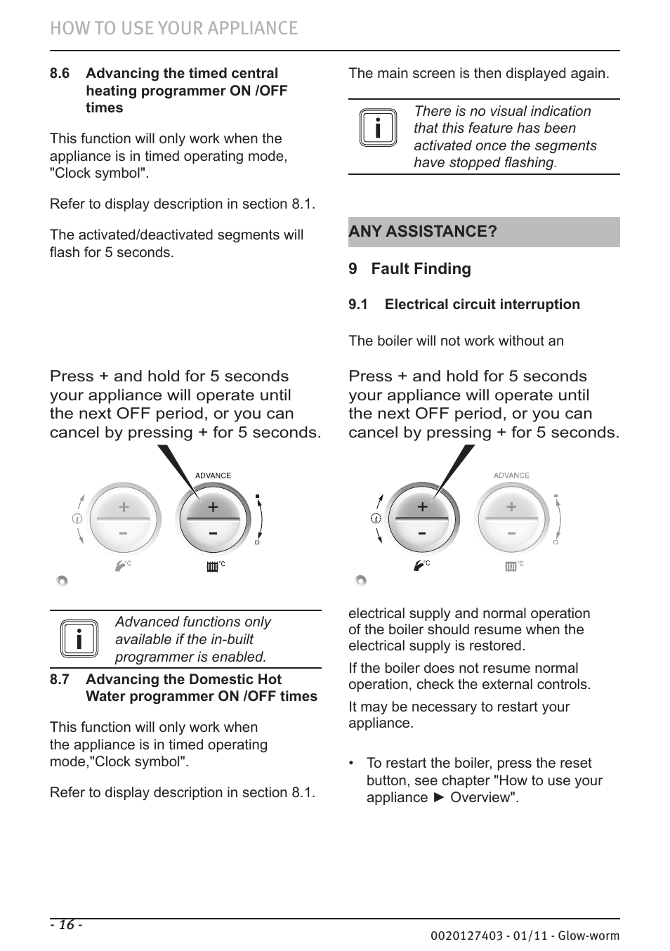 How to use your appliance | Glow-worm Ultracom hxi User Manual | Page 16 / 20