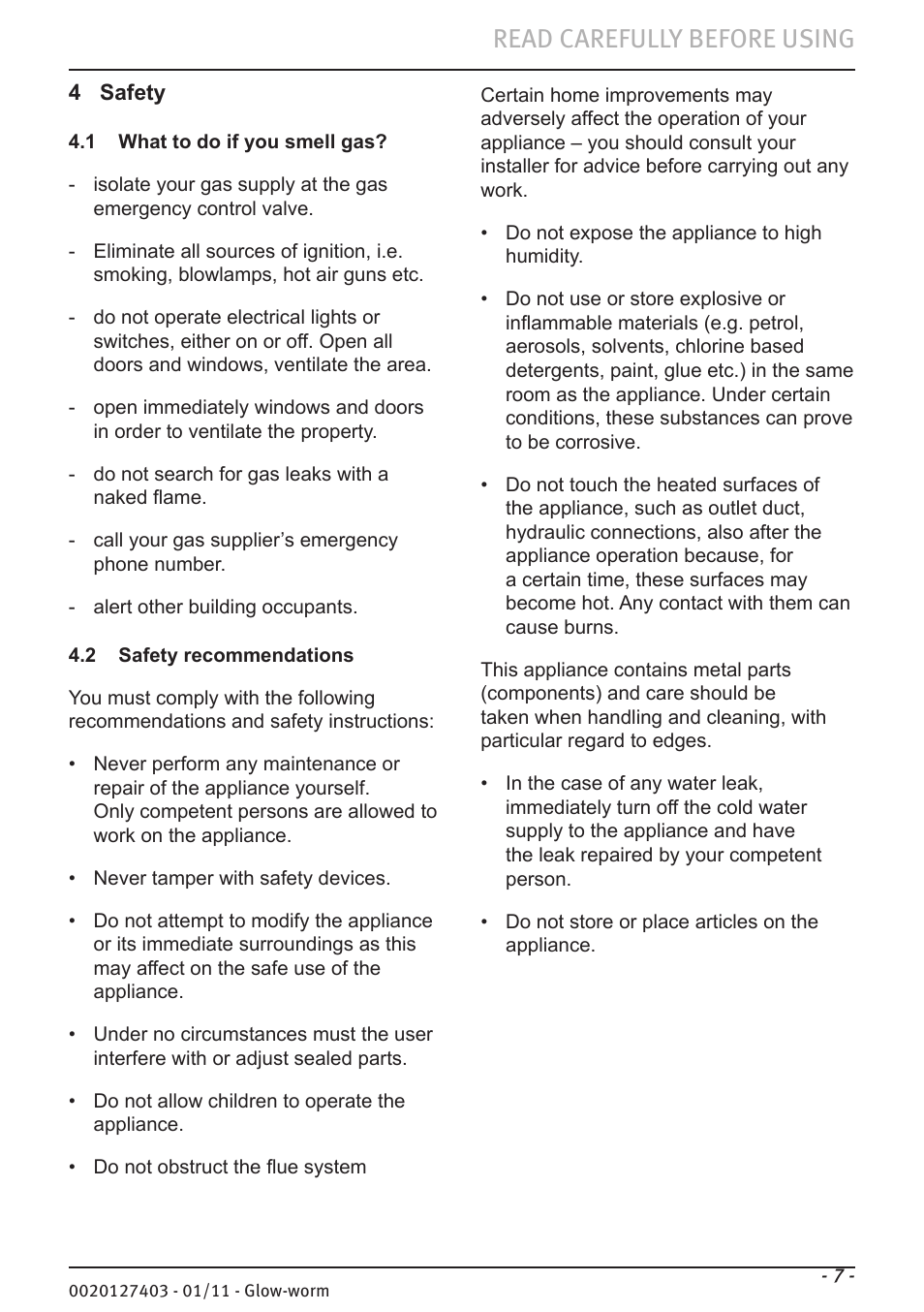 Read carefully before using | Glow-worm Ultracom hxi User Manual | Page 7 / 20