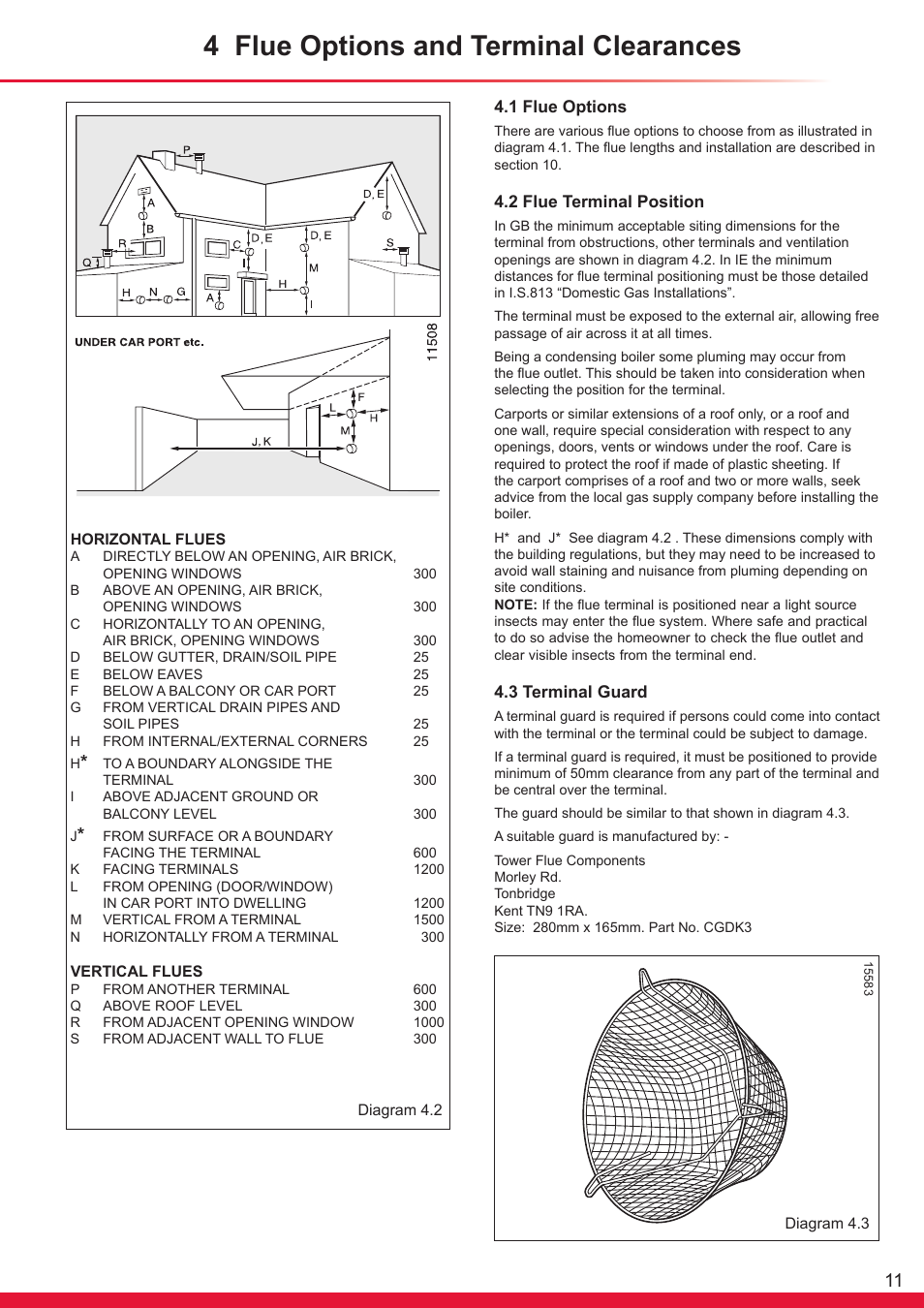 4 flue options and terminal clearances | Glow-worm Ultracom sxi User Manual | Page 11 / 64