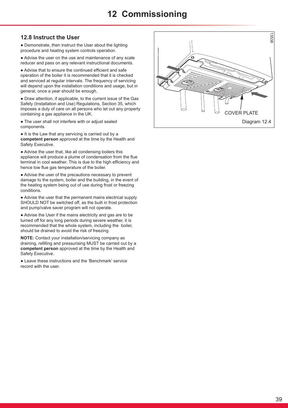 12 commissioning, 8 instruct the user | Glow-worm Ultracom sxi User Manual | Page 39 / 64