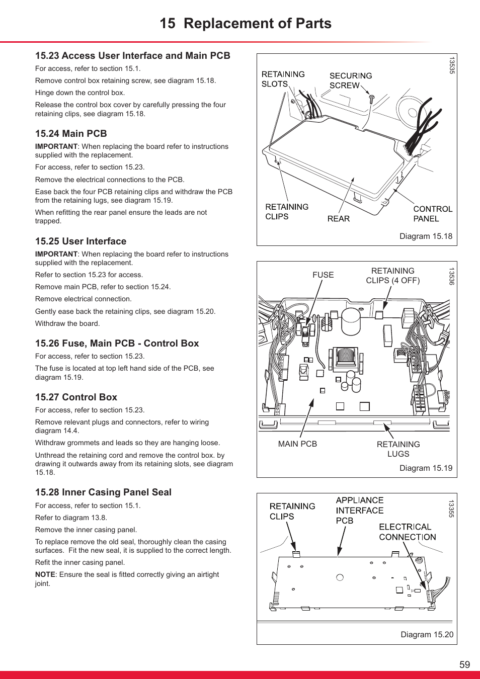 15 replacement of parts | Glow-worm Ultracom sxi User Manual | Page 59 / 64