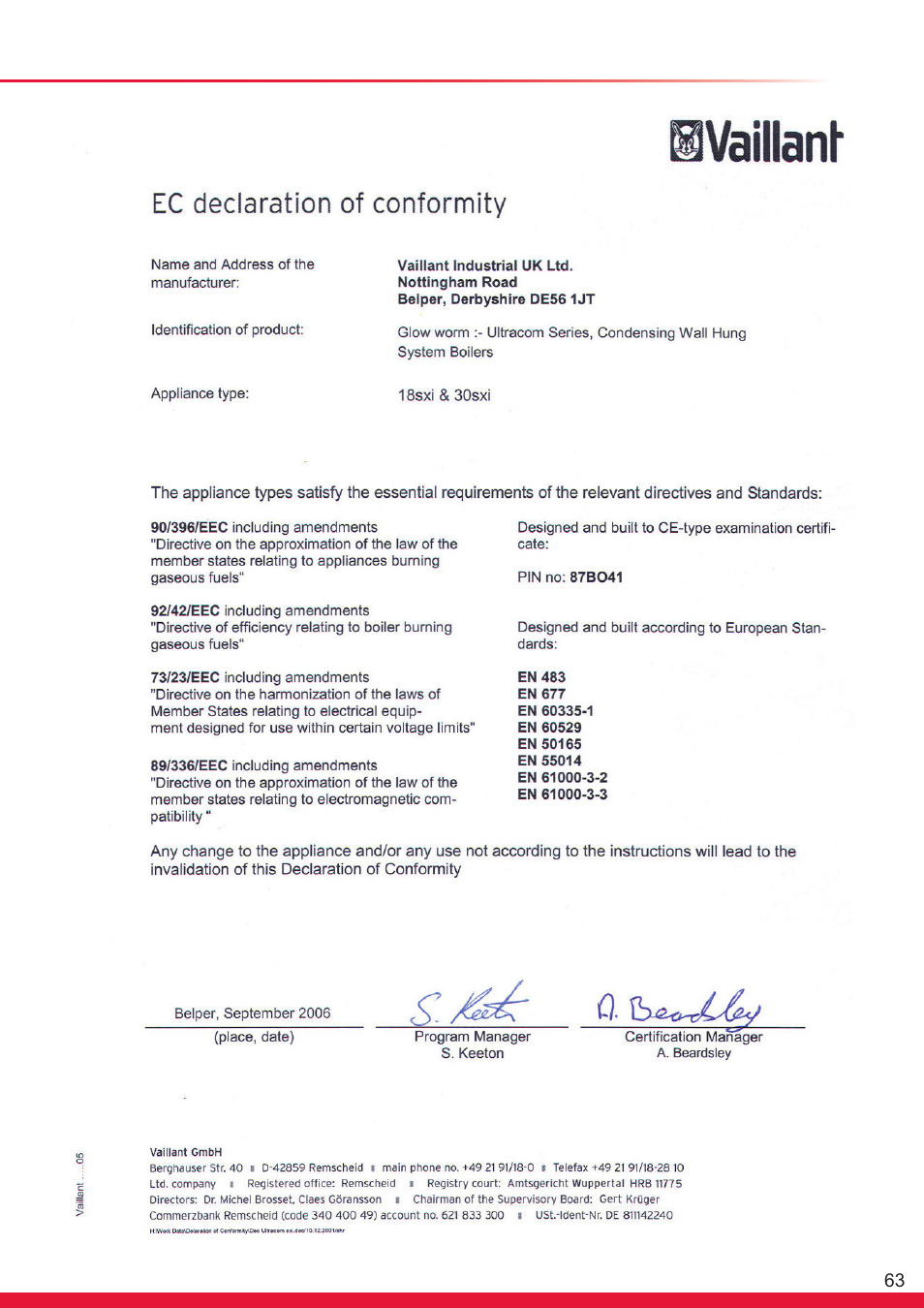 Glow-worm Ultracom sxi User Manual | Page 63 / 64