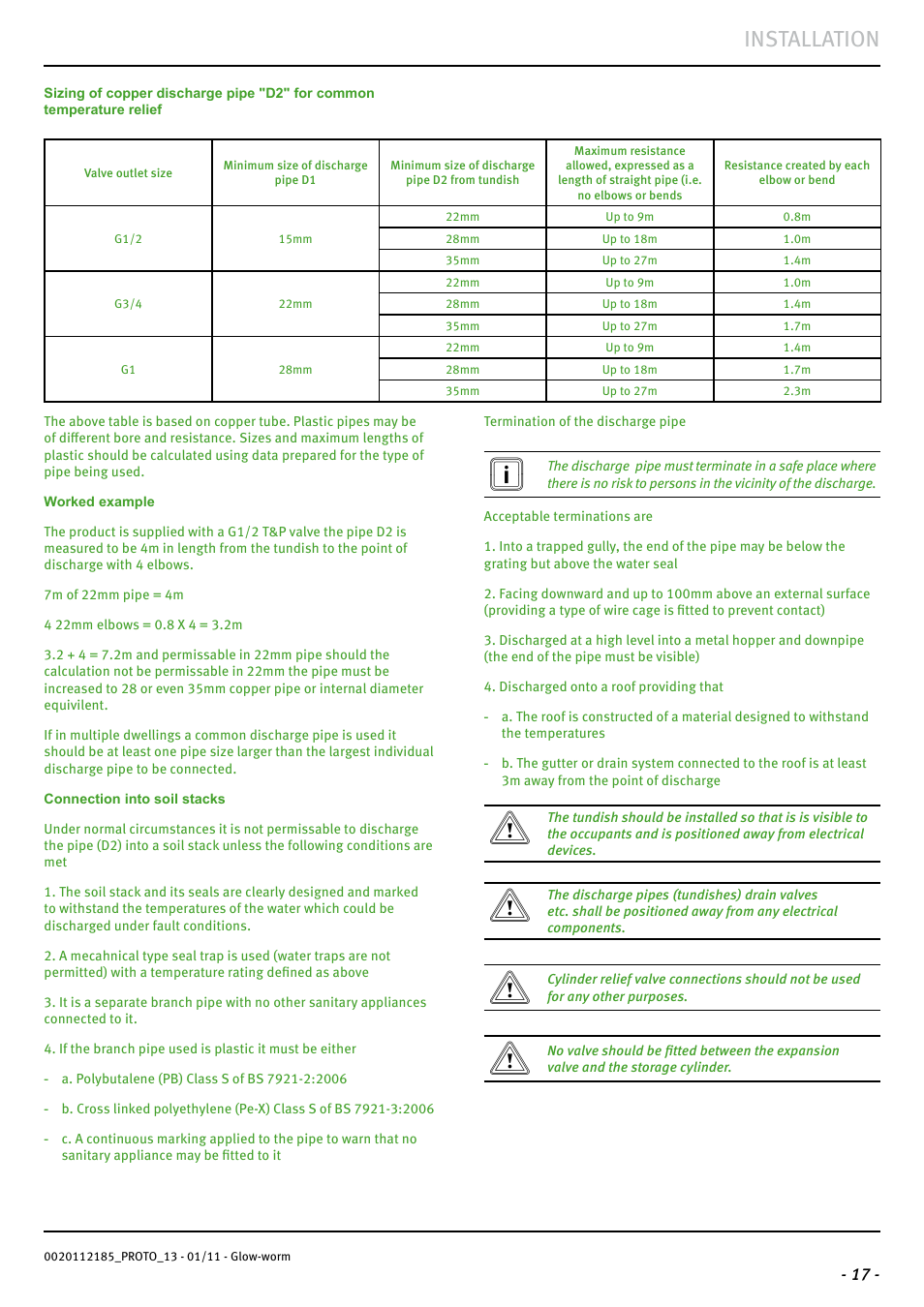 Installation | Glow-worm Ultracom2 35 Store User Manual | Page 19 / 68
