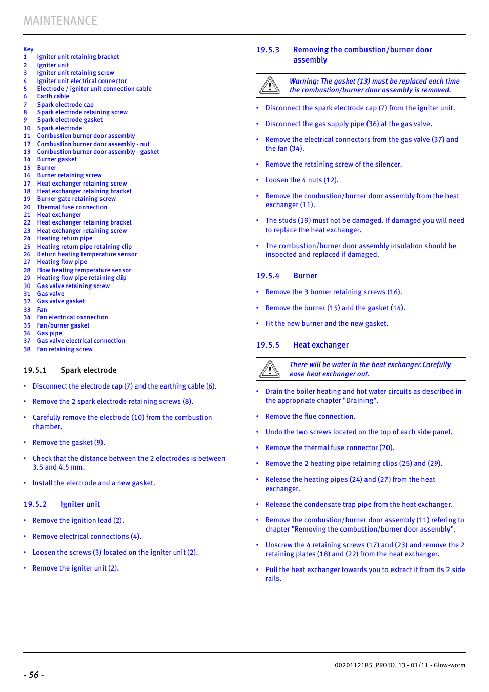 Maintenance | Glow-worm Ultracom2 35 Store User Manual | Page 58 / 68