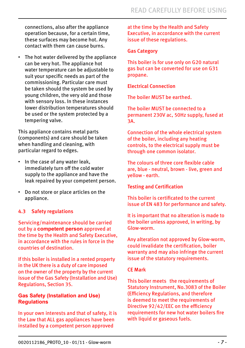 Read carefully before using | Glow-worm Ultracom2 35 Store User Manual | Page 9 / 20