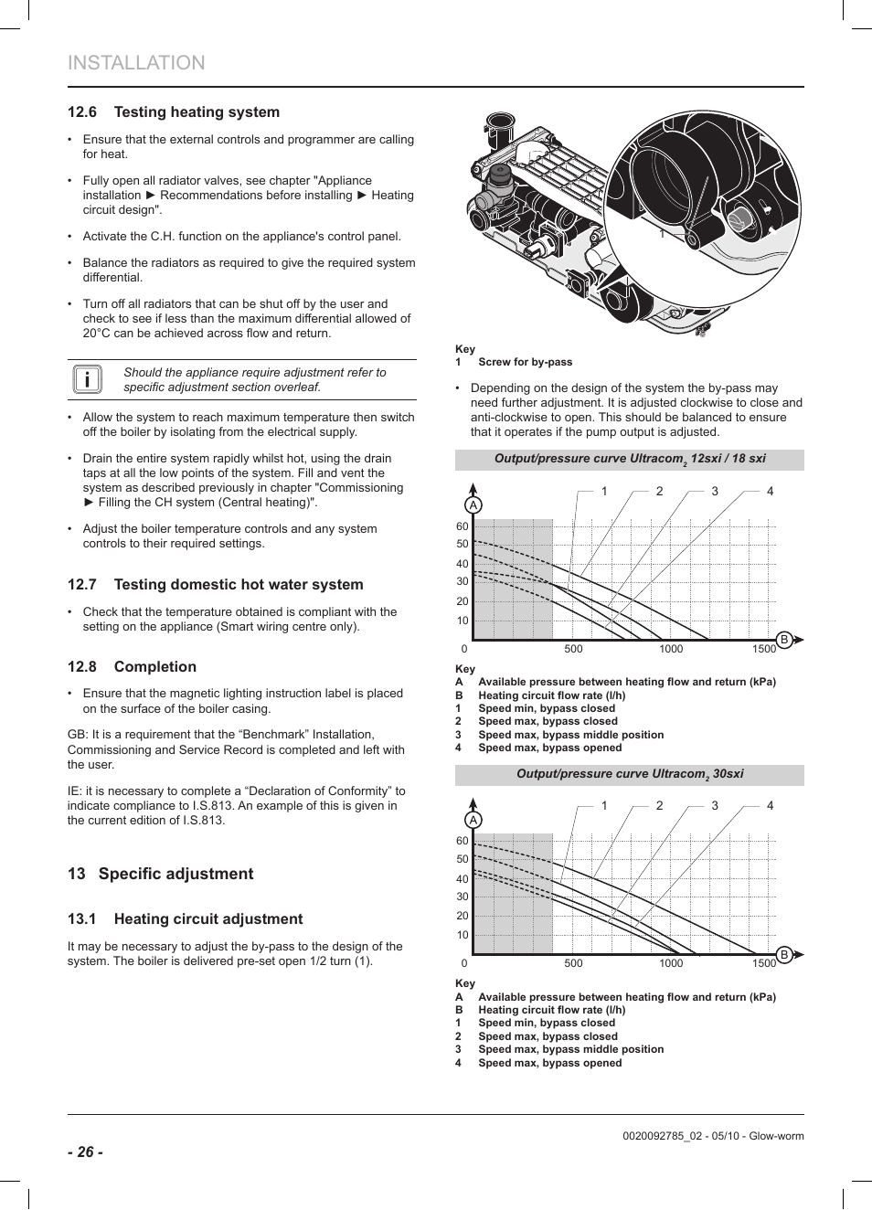 Installation, 13 specific adjustment | Glow-worm Ultracom2 sxi User Manual | Page 28 / 60