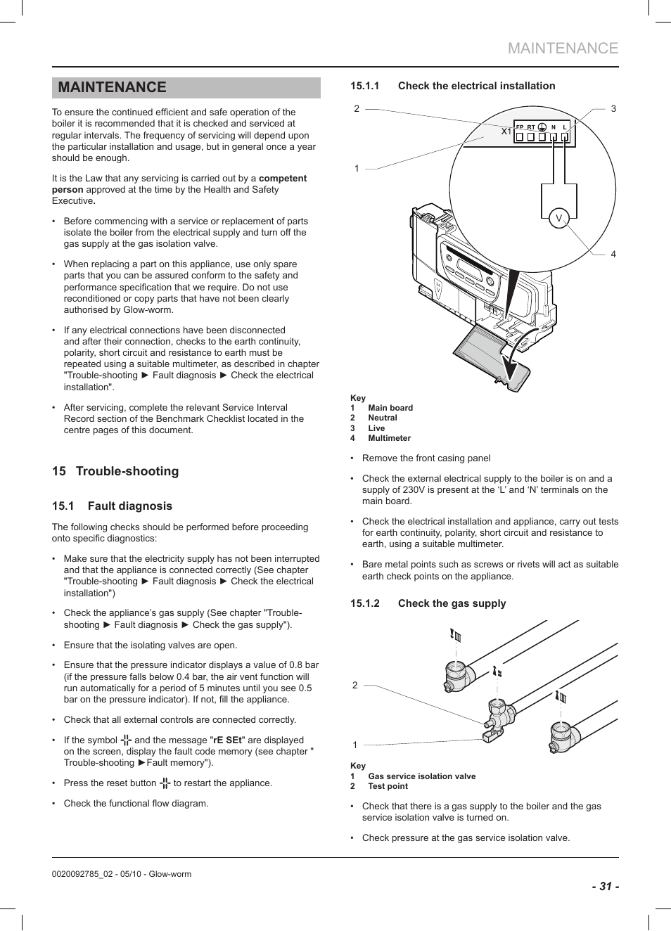 Maintenance, 15 trouble-shooting | Glow-worm Ultracom2 sxi User Manual | Page 33 / 60