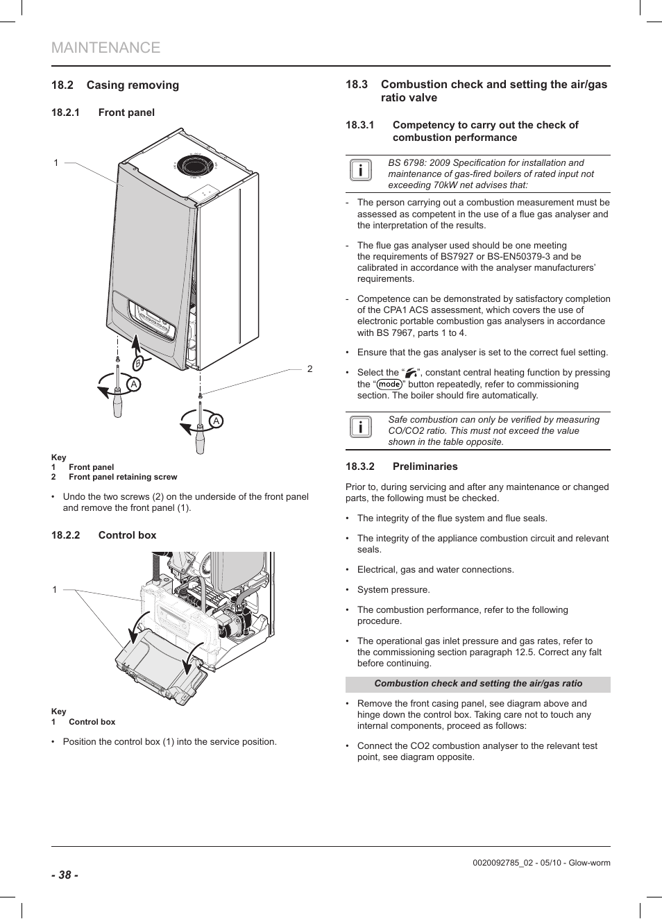 Maintenance | Glow-worm Ultracom2 sxi User Manual | Page 40 / 60