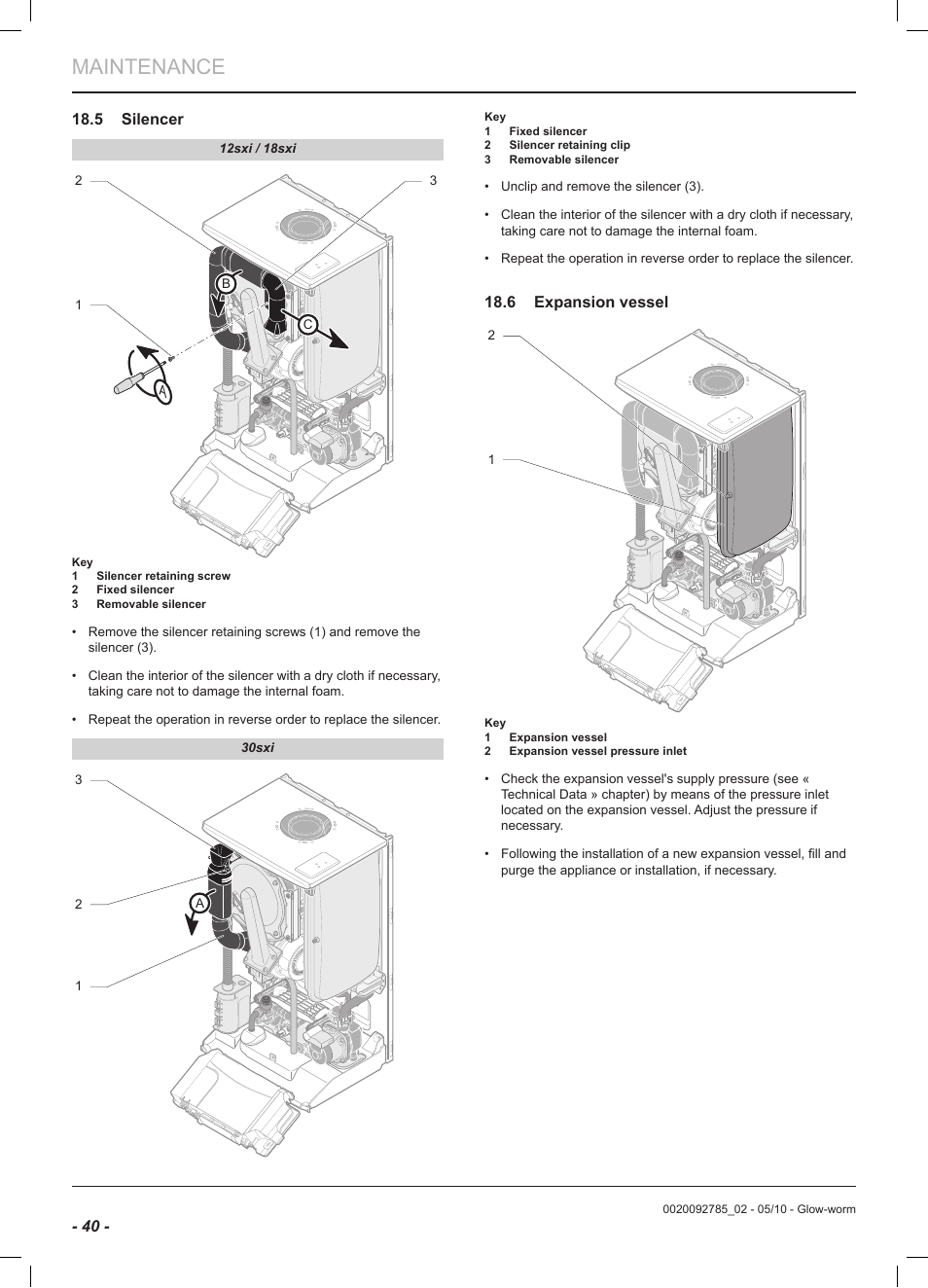 Maintenance | Glow-worm Ultracom2 sxi User Manual | Page 42 / 60