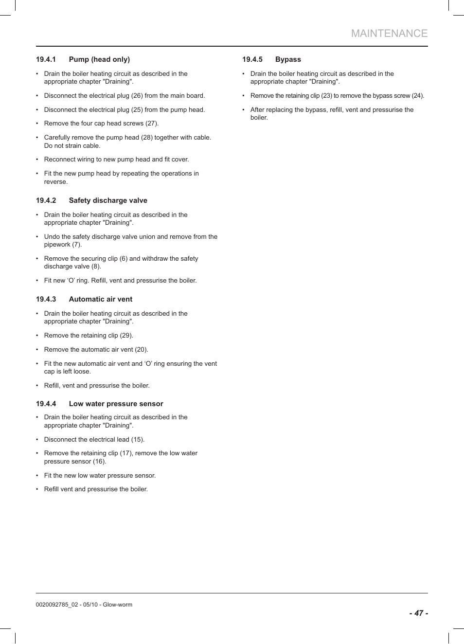 Maintenance | Glow-worm Ultracom2 sxi User Manual | Page 49 / 60