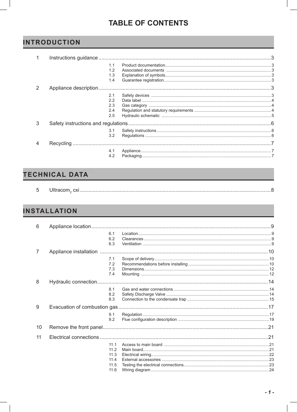 Glow-worm Ultracom2 cxi User Manual | Page 3 / 64