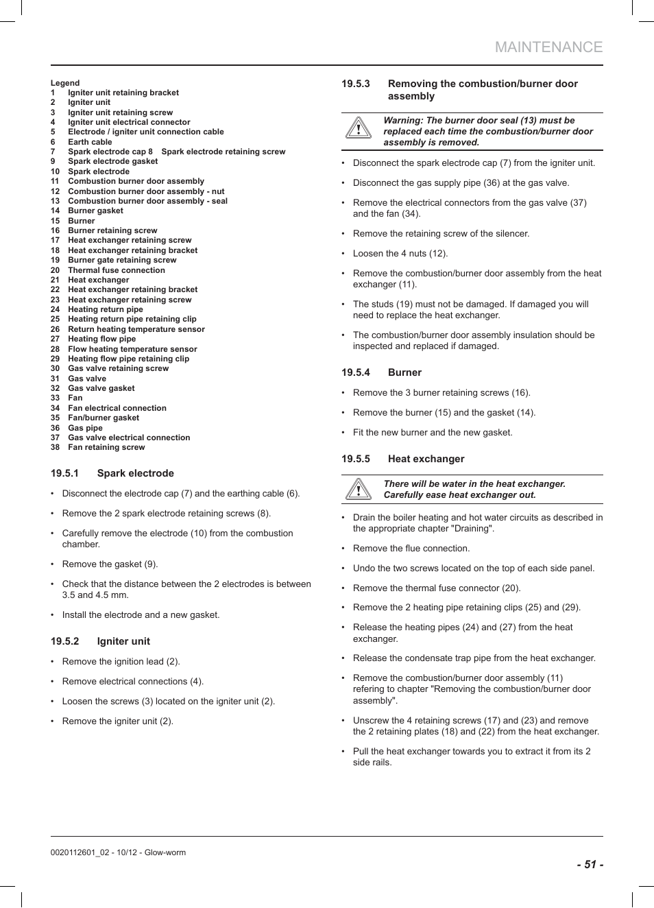 Maintenance | Glow-worm Ultracom2 cxi User Manual | Page 53 / 68