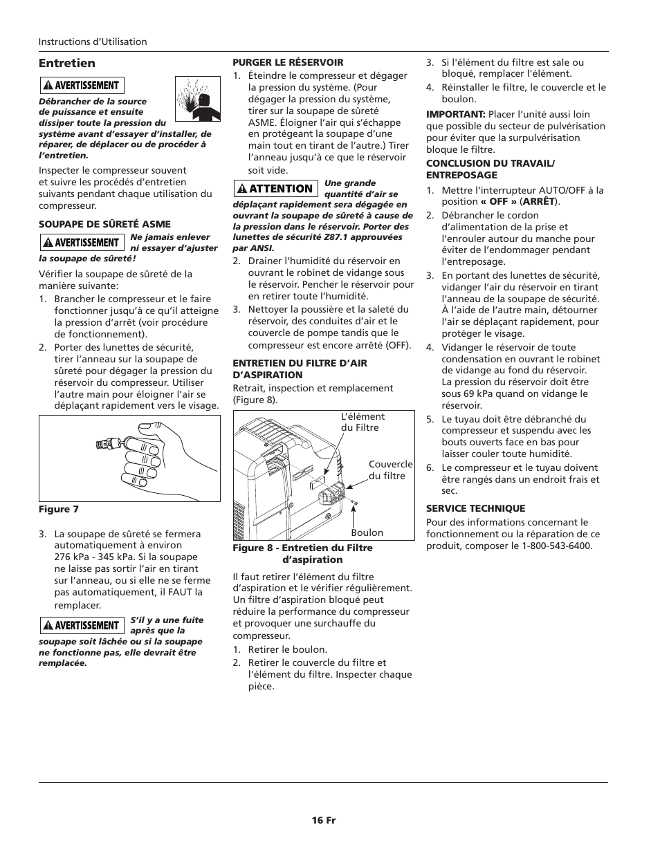 Entretien | Campbell Hausfeld HU500000 User Manual | Page 16 / 32