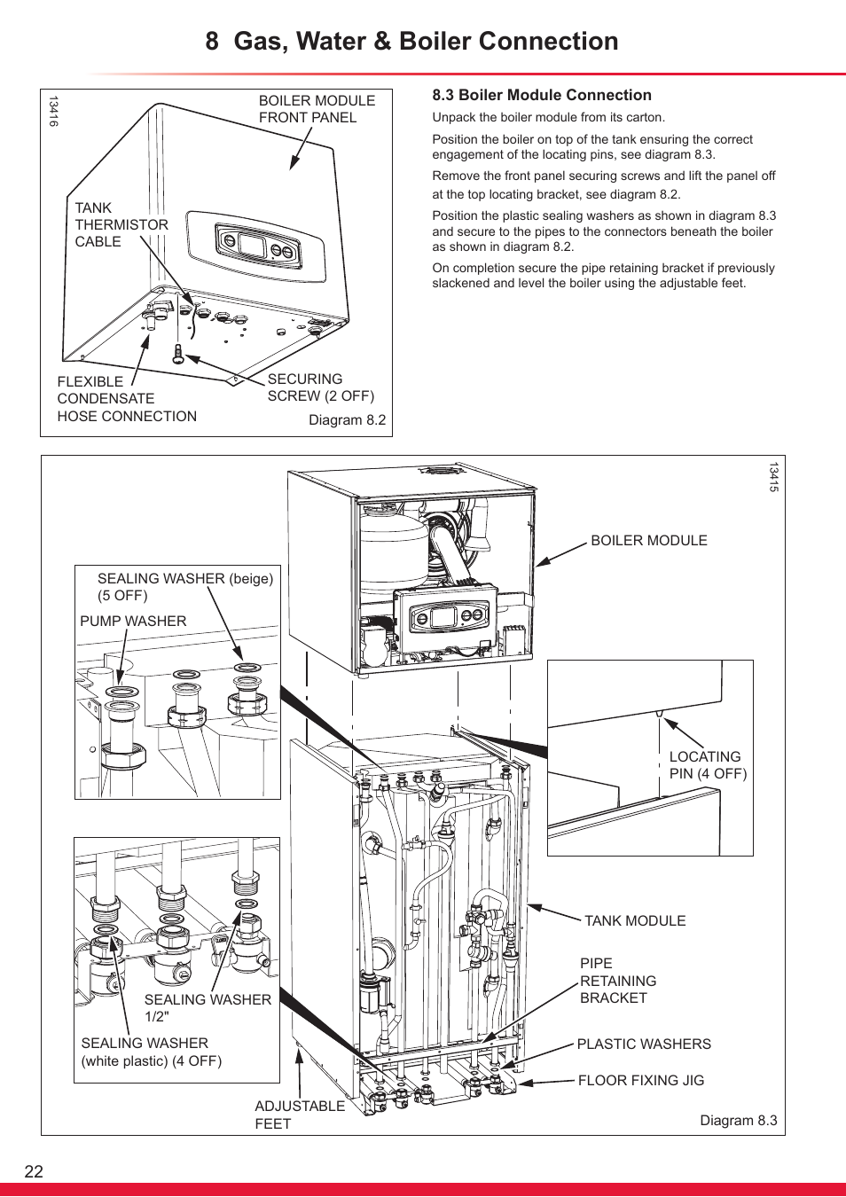 8 gas, water & boiler connection | Glow-worm Ultrapower sxi User Manual | Page 22 / 60