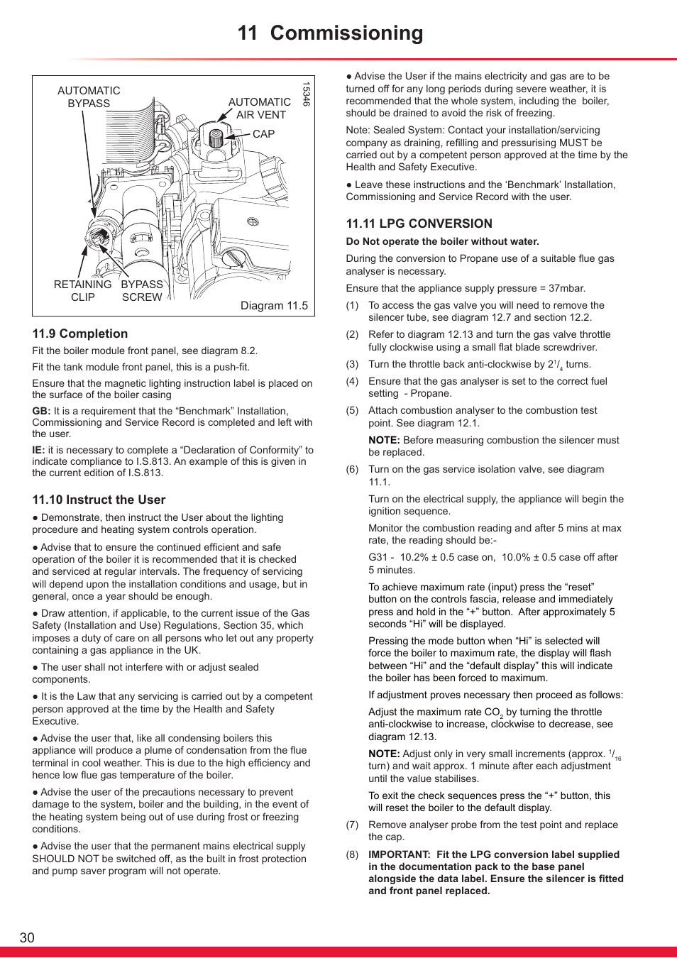 11 commissioning | Glow-worm Ultrapower sxi User Manual | Page 30 / 60