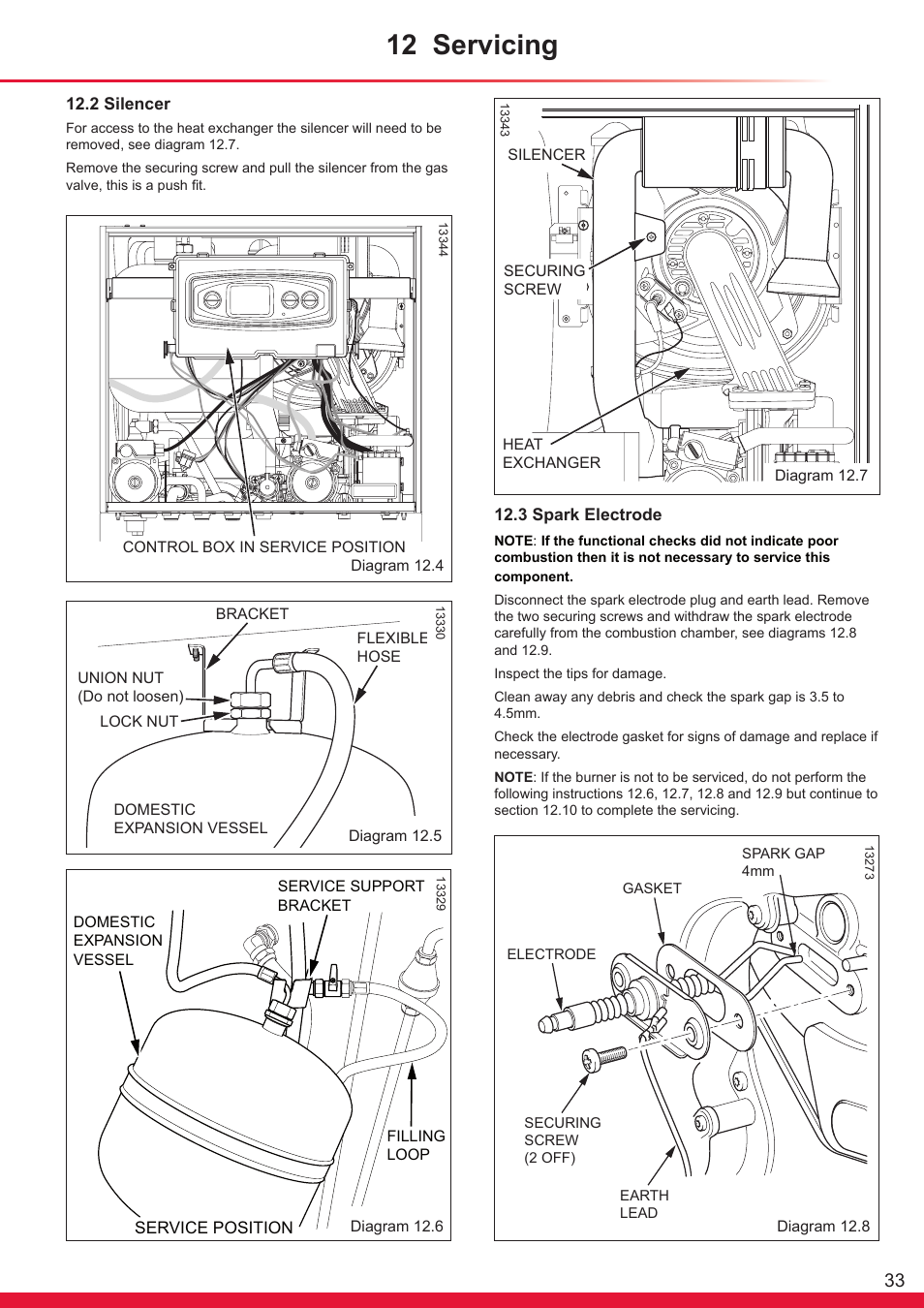 12 servicing | Glow-worm Ultrapower sxi User Manual | Page 33 / 60