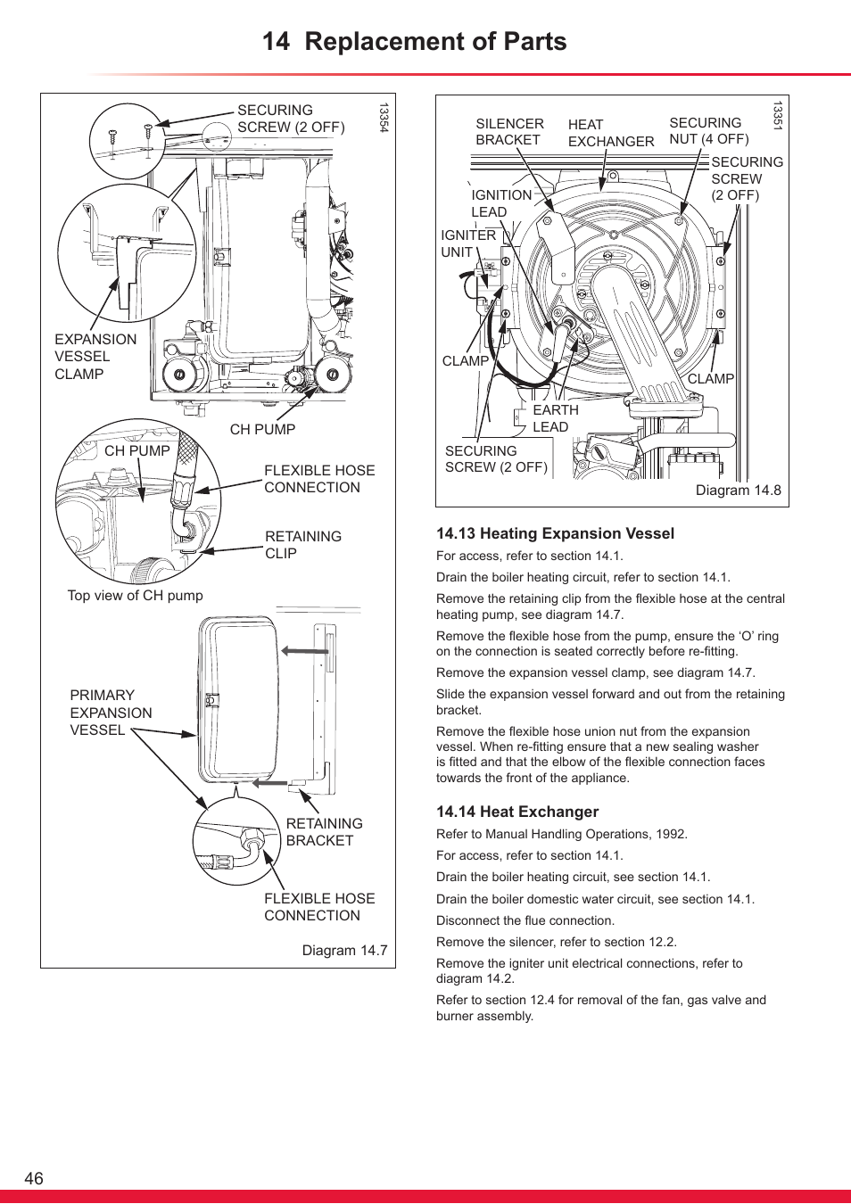 14 replacement of parts | Glow-worm Ultrapower sxi User Manual | Page 46 / 60