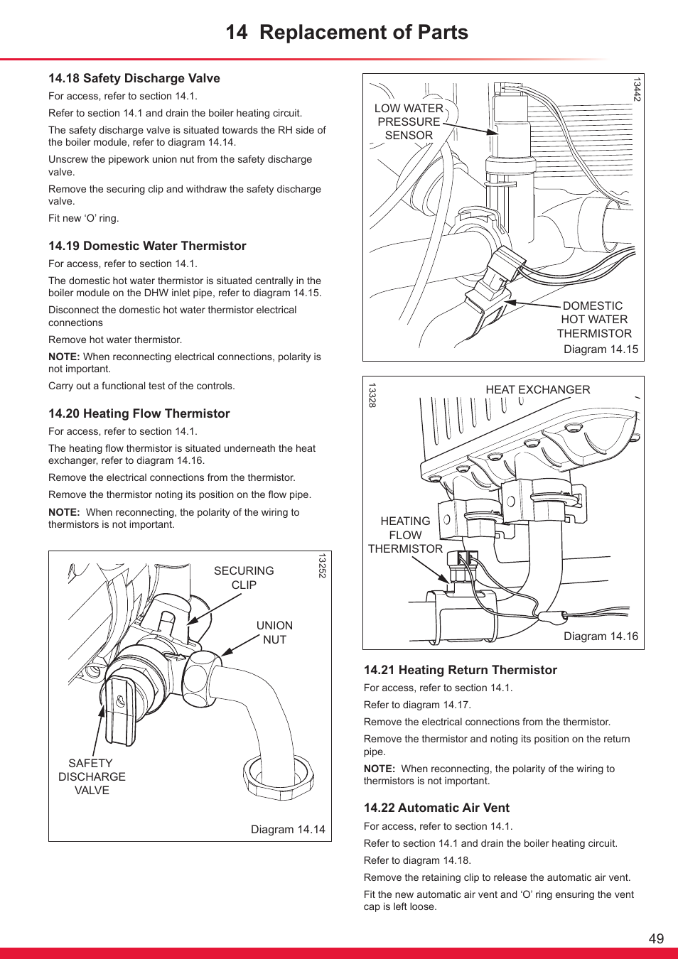 14 replacement of parts | Glow-worm Ultrapower sxi User Manual | Page 49 / 60