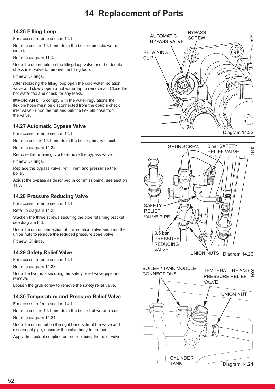14 replacement of parts | Glow-worm Ultrapower sxi User Manual | Page 52 / 60