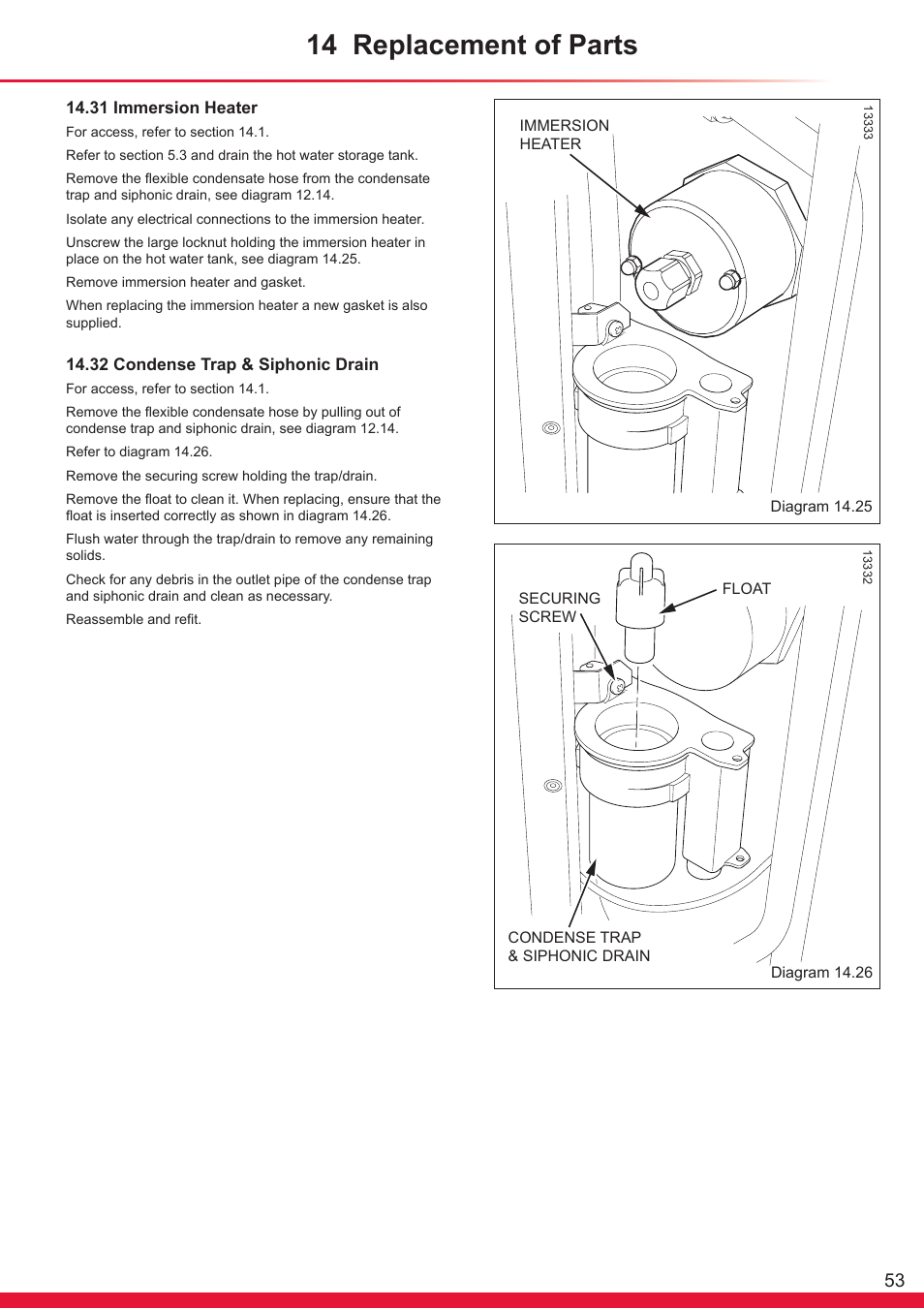 14 replacement of parts | Glow-worm Ultrapower sxi User Manual | Page 53 / 60