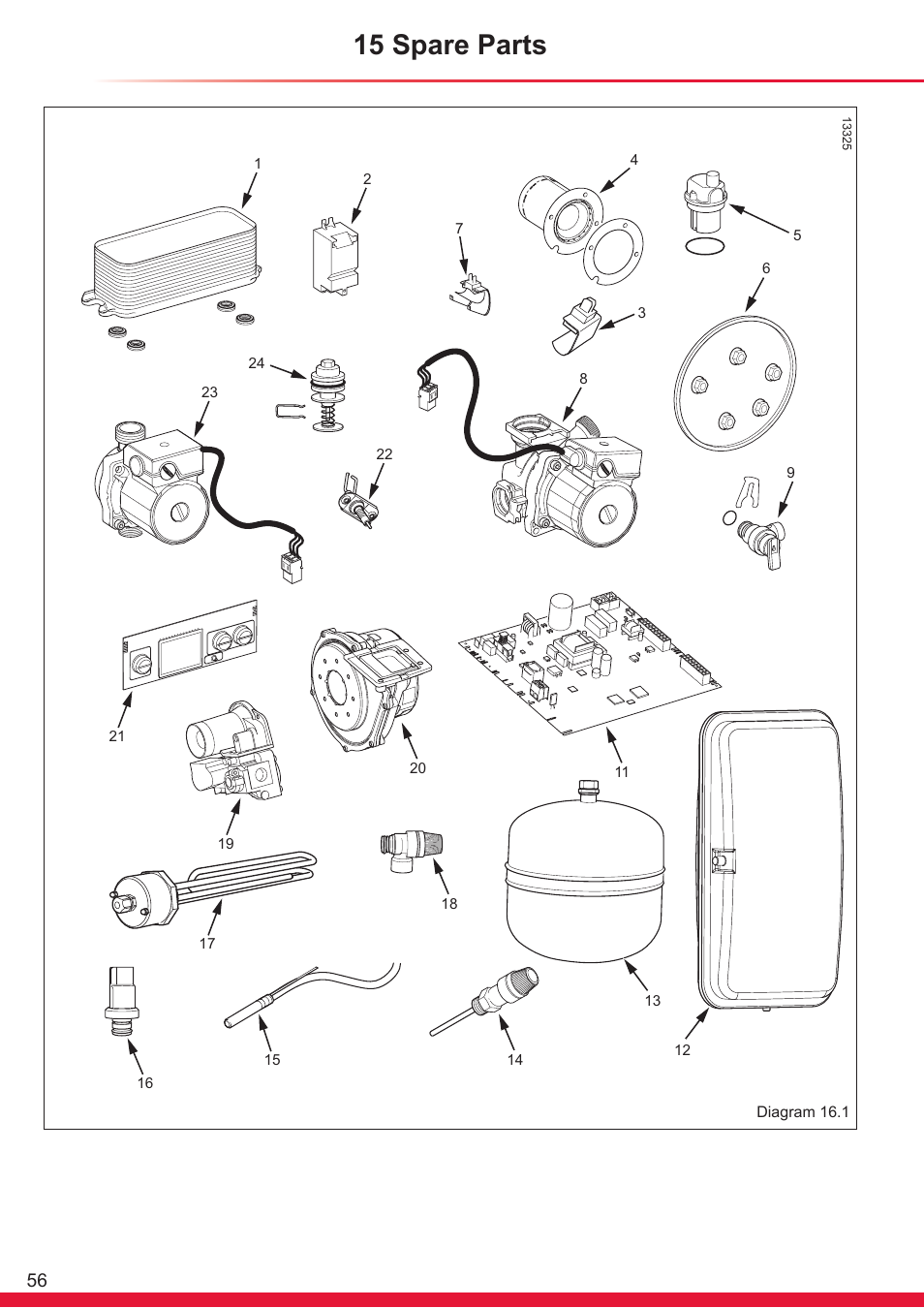 15 spare parts | Glow-worm Ultrapower sxi User Manual | Page 56 / 60