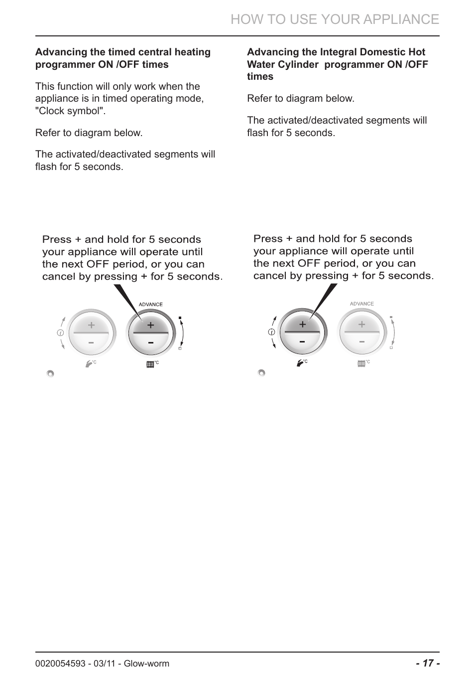 How to use your appliance | Glow-worm Ultrapower sxi User Manual | Page 17 / 24