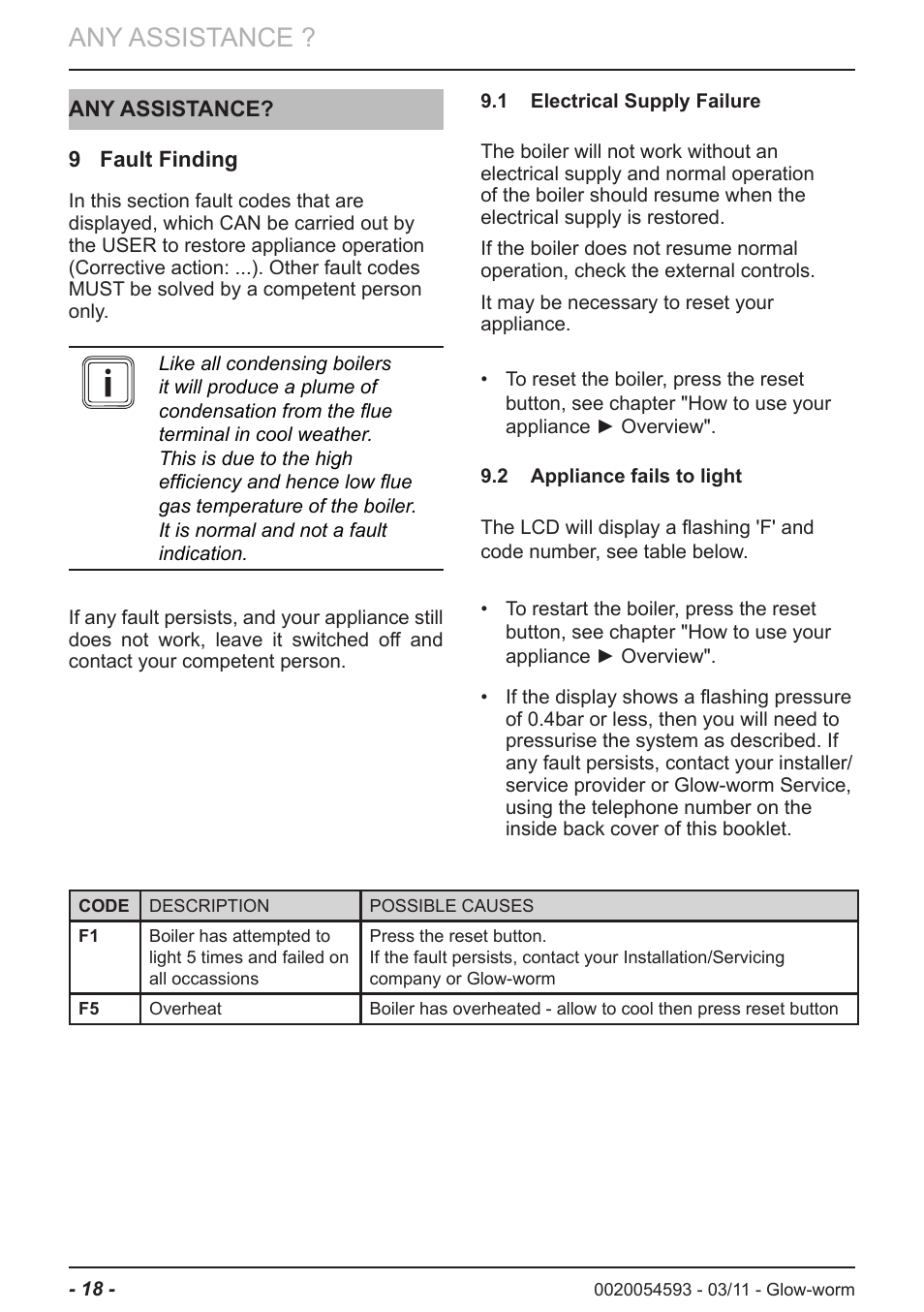 Any assistance | Glow-worm Ultrapower sxi User Manual | Page 18 / 24